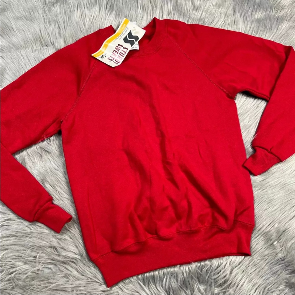 Vintage Kids Sturdy Sweats LEE Solid Red Crewneck Sweater